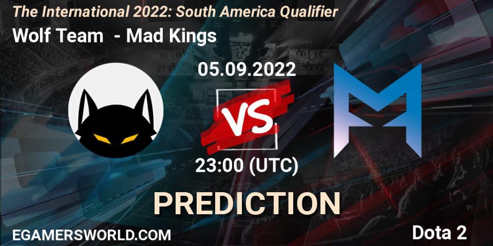 Wolf Team contre Mad Kings : prédiction de match. 05.09.2022 at 22:09. Dota 2, The International 2022: South America Qualifier
