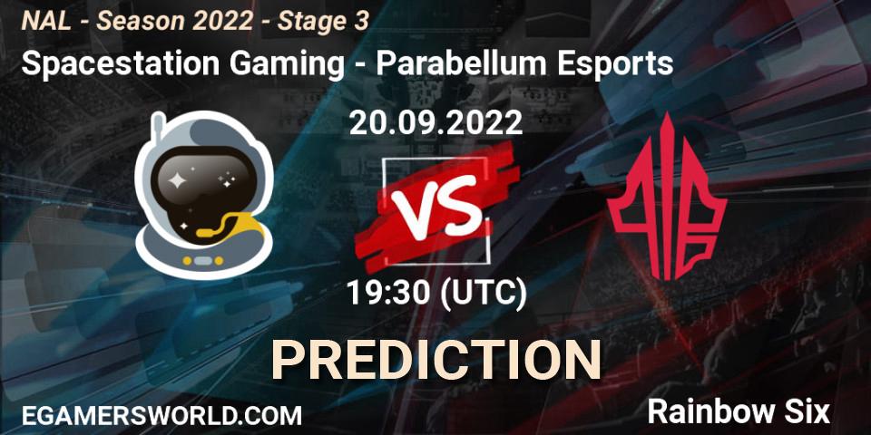 Spacestation Gaming contre Parabellum Esports : prédiction de match. 20.09.2022 at 19:30. Rainbow Six, NAL - Season 2022 - Stage 3