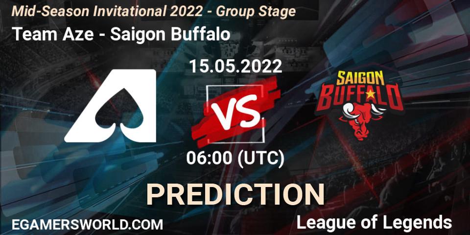 Team Aze contre Saigon Buffalo : prédiction de match. 15.05.2022 at 06:00. LoL, Mid-Season Invitational 2022 - Group Stage