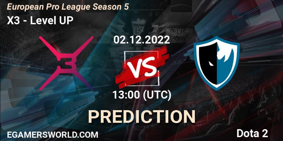 X3 contre Level UP : prédiction de match. 02.12.22. Dota 2, European Pro League Season 5