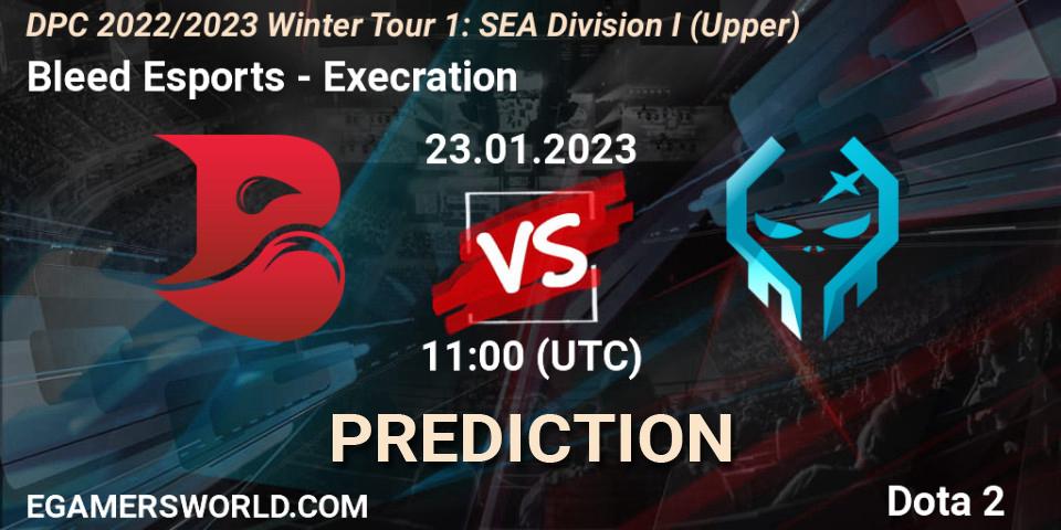 Bleed Esports contre Execration : prédiction de match. 23.01.2023 at 11:25. Dota 2, DPC 2022/2023 Winter Tour 1: SEA Division I (Upper)