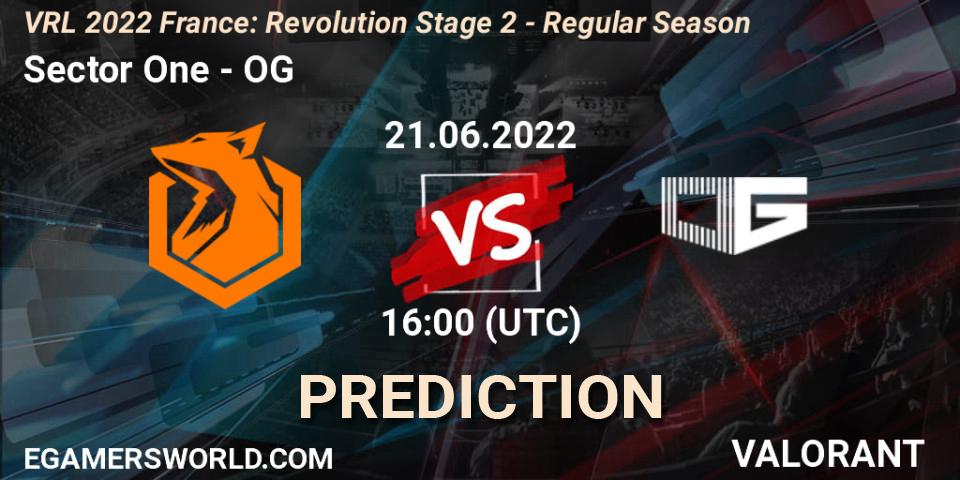 Sector One contre OG : prédiction de match. 21.06.2022 at 16:00. VALORANT, VRL 2022 France: Revolution Stage 2 - Regular Season