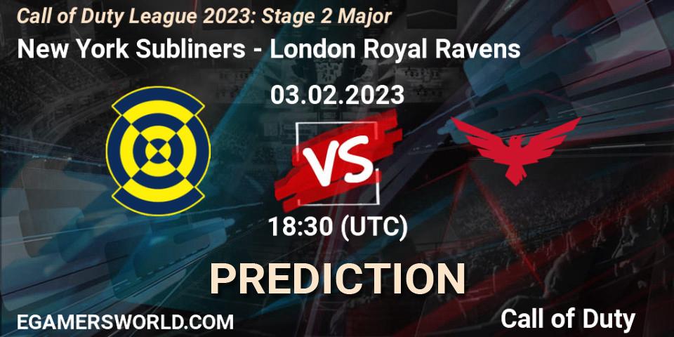 New York Subliners contre London Royal Ravens : prédiction de match. 03.02.2023 at 18:30. Call of Duty, Call of Duty League 2023: Stage 2 Major