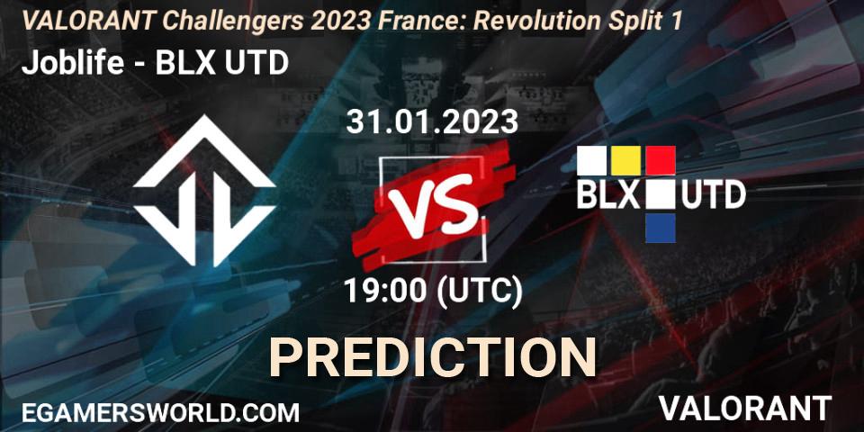 Joblife contre BLX UTD : prédiction de match. 31.01.23. VALORANT, VALORANT Challengers 2023 France: Revolution Split 1