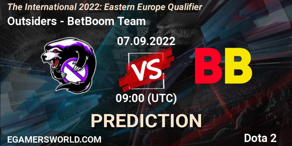 Outsiders contre BetBoom Team : prédiction de match. 07.09.22. Dota 2, The International 2022: Eastern Europe Qualifier