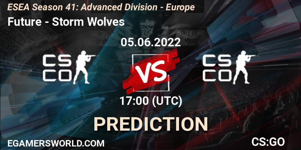 Future contre Storm Wolves : prédiction de match. 05.06.2022 at 17:00. Counter-Strike (CS2), ESEA Season 41: Advanced Division - Europe