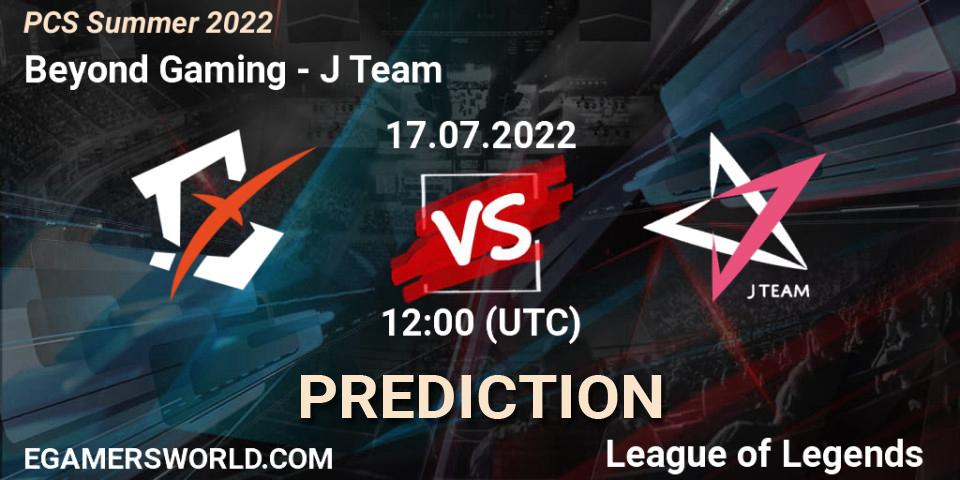 Beyond Gaming contre J Team : prédiction de match. 17.07.2022 at 13:00. LoL, PCS Summer 2022