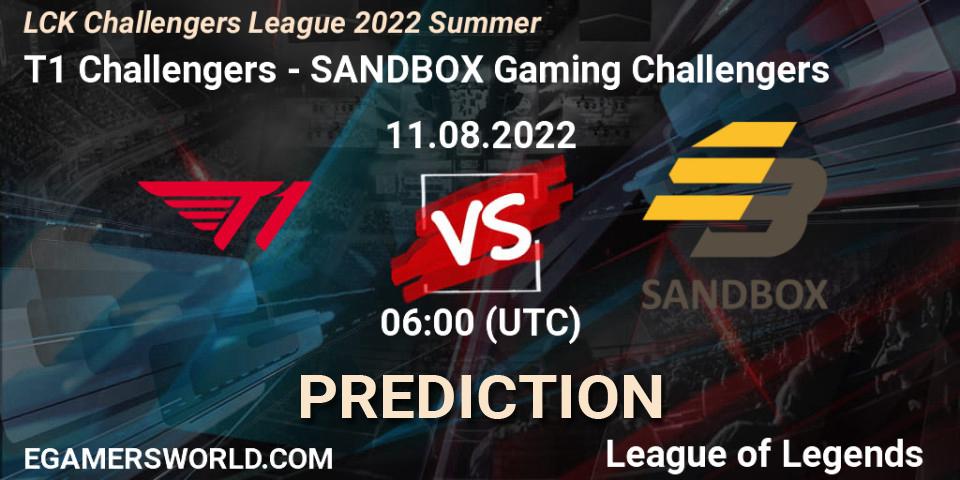 T1 Challengers contre SANDBOX Gaming Challengers : prédiction de match. 11.08.2022 at 06:00. LoL, LCK Challengers League 2022 Summer