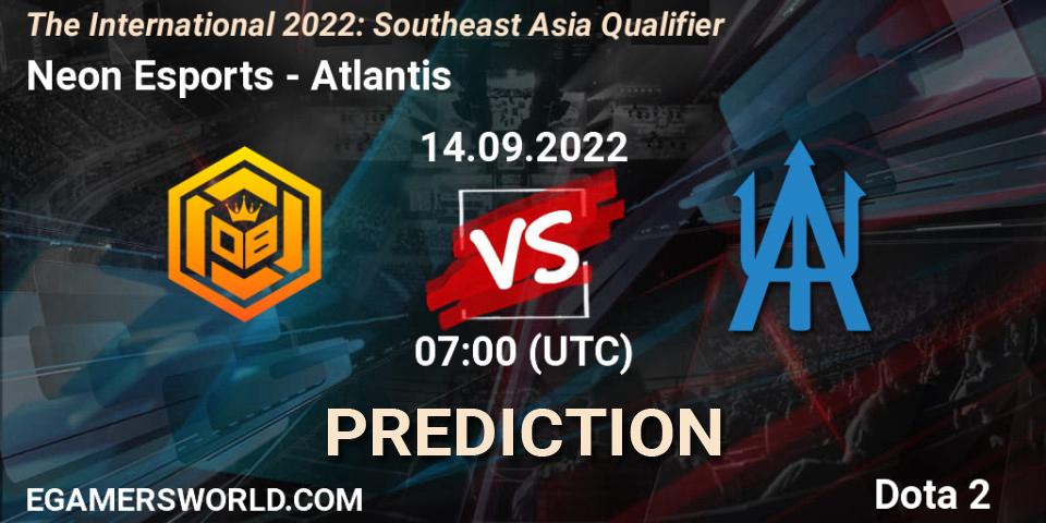 Neon Esports contre Atlantis : prédiction de match. 14.09.22. Dota 2, The International 2022: Southeast Asia Qualifier