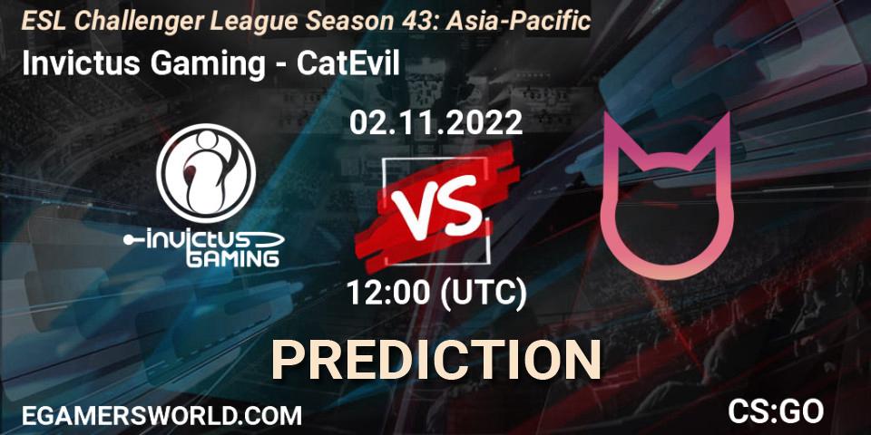 Invictus Gaming contre CatEvil : prédiction de match. 02.11.22. CS2 (CS:GO), ESL Challenger League Season 43: Asia-Pacific