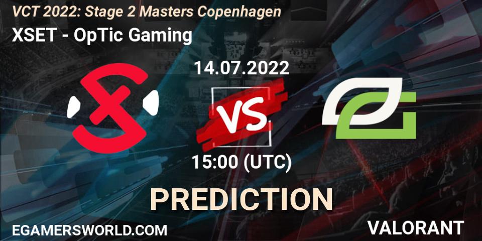 XSET contre OpTic Gaming : prédiction de match. 15.07.2022 at 18:50. VALORANT, VCT 2022: Stage 2 Masters Copenhagen
