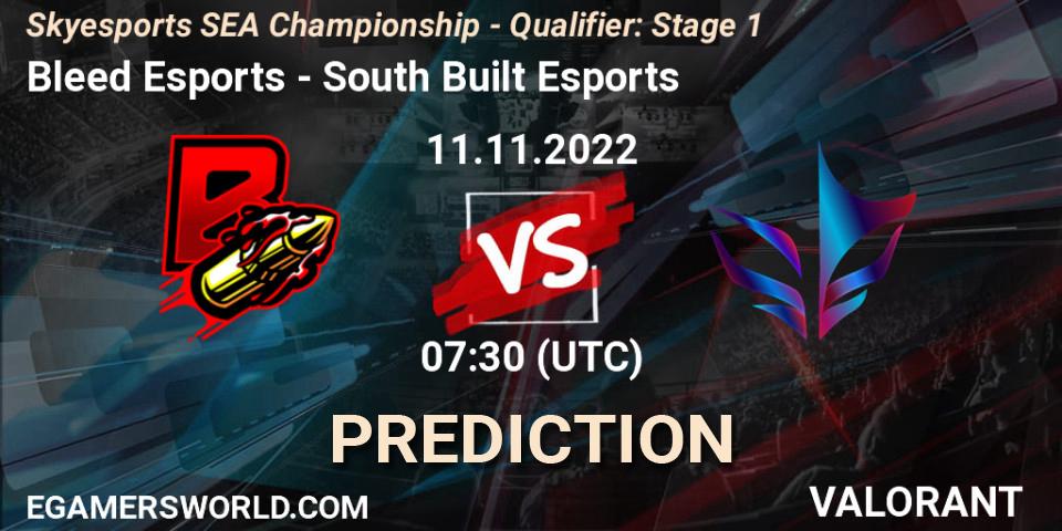 Bleed Esports contre South Built Esports : prédiction de match. 11.11.2022 at 07:30. VALORANT, Skyesports SEA Championship - Qualifier: Stage 1