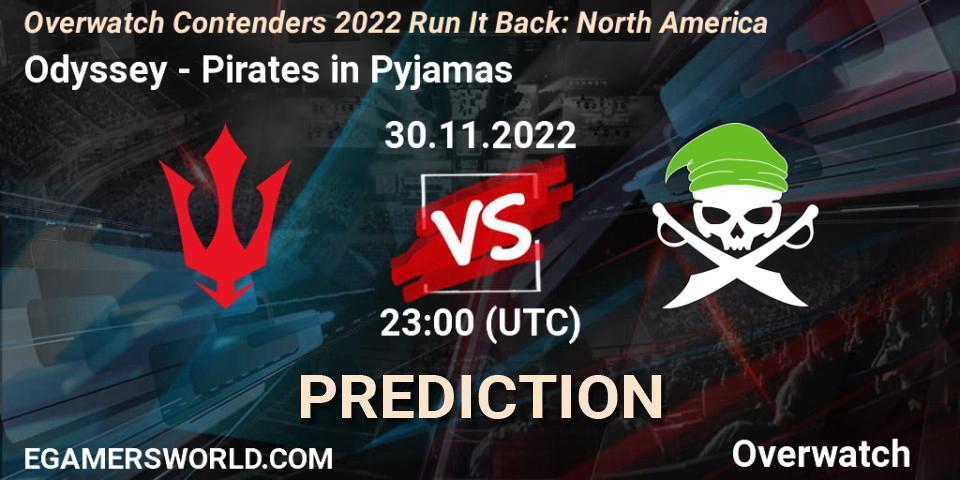 Odyssey contre Pirates in Pyjamas : prédiction de match. 30.11.2022 at 23:00. Overwatch, Overwatch Contenders 2022 Run It Back: North America