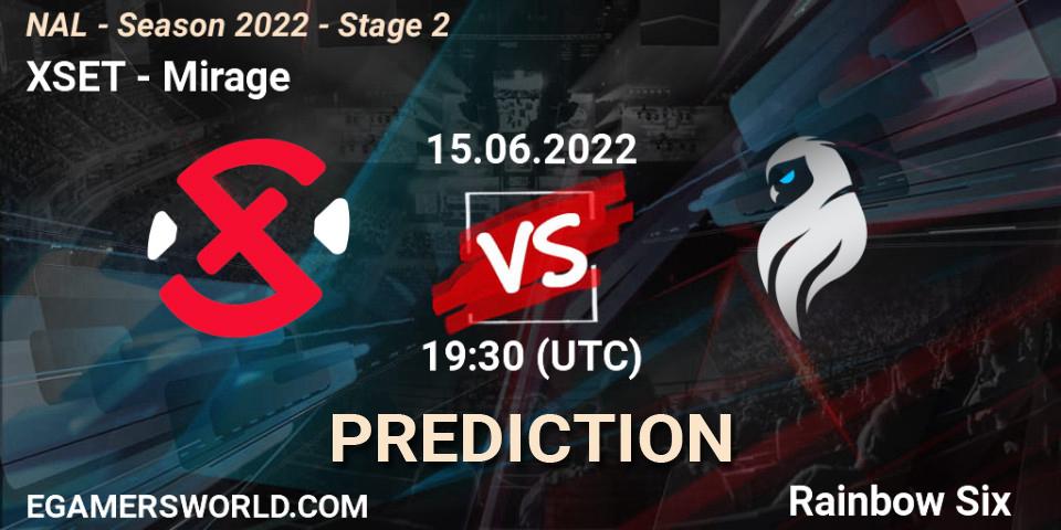 XSET contre Mirage : prédiction de match. 15.06.2022 at 19:30. Rainbow Six, NAL - Season 2022 - Stage 2
