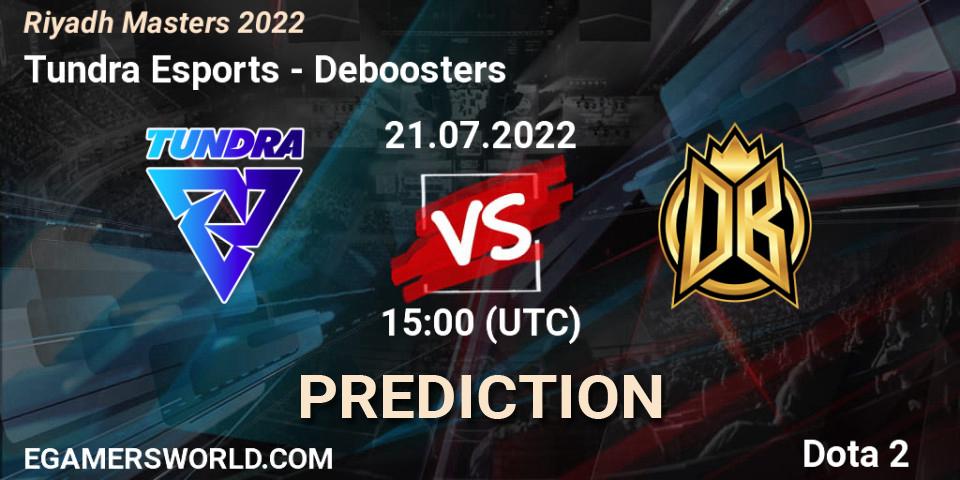 Tundra Esports contre Deboosters : prédiction de match. 21.07.2022 at 15:08. Dota 2, Riyadh Masters 2022