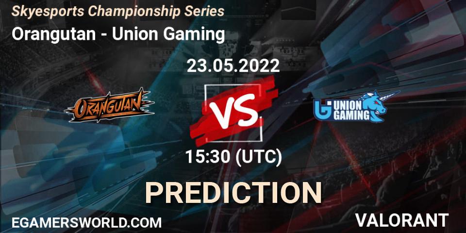 Orangutan contre Union Gaming : prédiction de match. 23.05.2022 at 15:30. VALORANT, Skyesports Championship Series