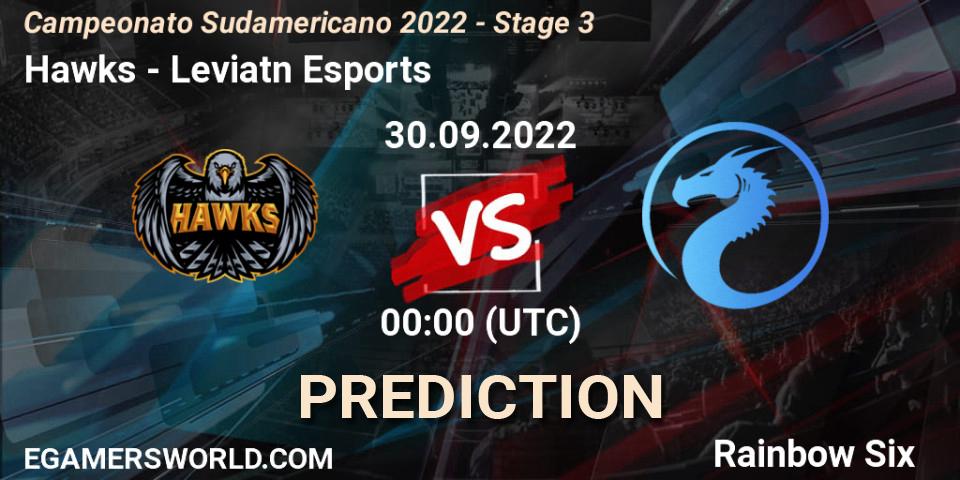 Hawks contre Leviatán Esports : prédiction de match. 30.09.2022 at 00:00. Rainbow Six, Campeonato Sudamericano 2022 - Stage 3