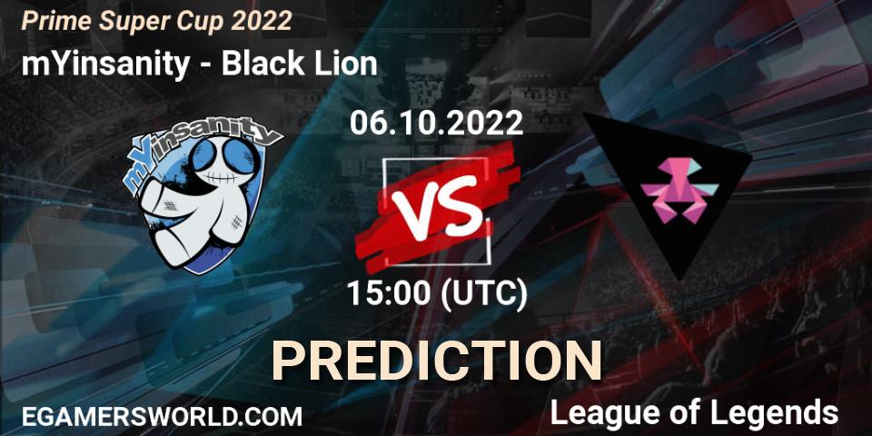 mYinsanity contre Black Lion : prédiction de match. 06.10.2022 at 15:00. LoL, Prime Super Cup 2022