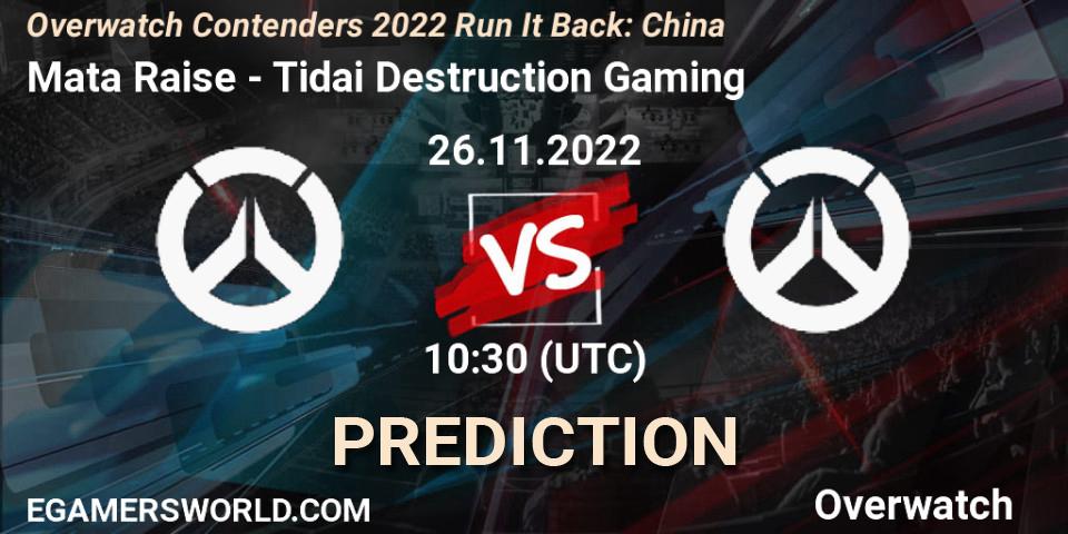 Mata Raise contre Tidai Destruction Gaming : prédiction de match. 26.11.22. Overwatch, Overwatch Contenders 2022 Run It Back: China