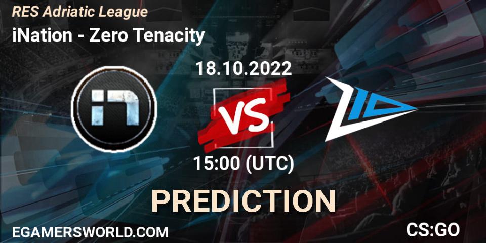 iNation contre Zero Tenacity : prédiction de match. 18.10.2022 at 15:00. Counter-Strike (CS2), RES Adriatic League