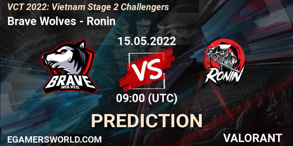 Brave Wolves contre Ronin : prédiction de match. 15.05.2022 at 09:00. VALORANT, VCT 2022: Vietnam Stage 2 Challengers