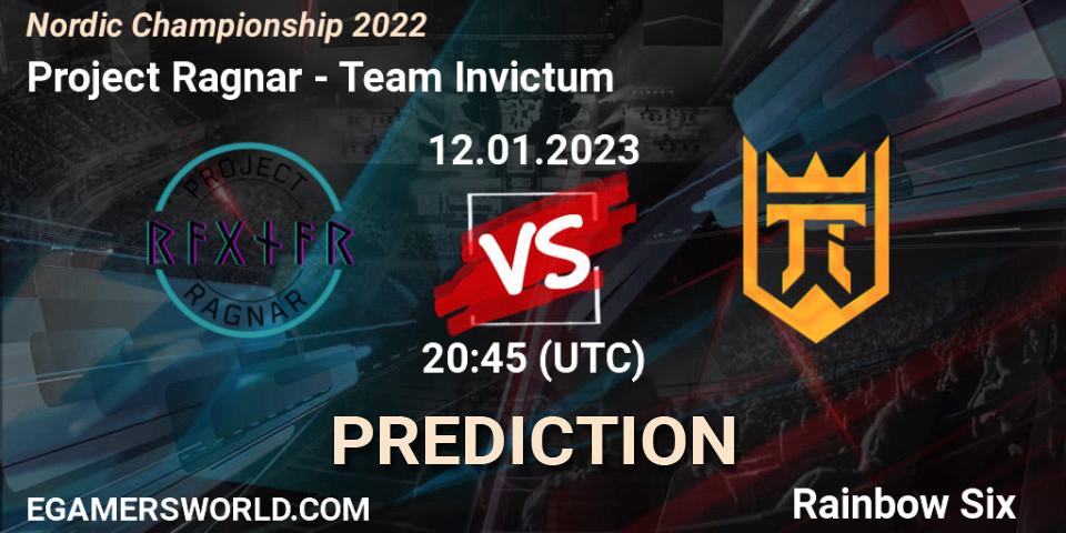 Project Ragnar contre Team Invictum : prédiction de match. 12.01.2023 at 20:45. Rainbow Six, Nordic Championship 2022