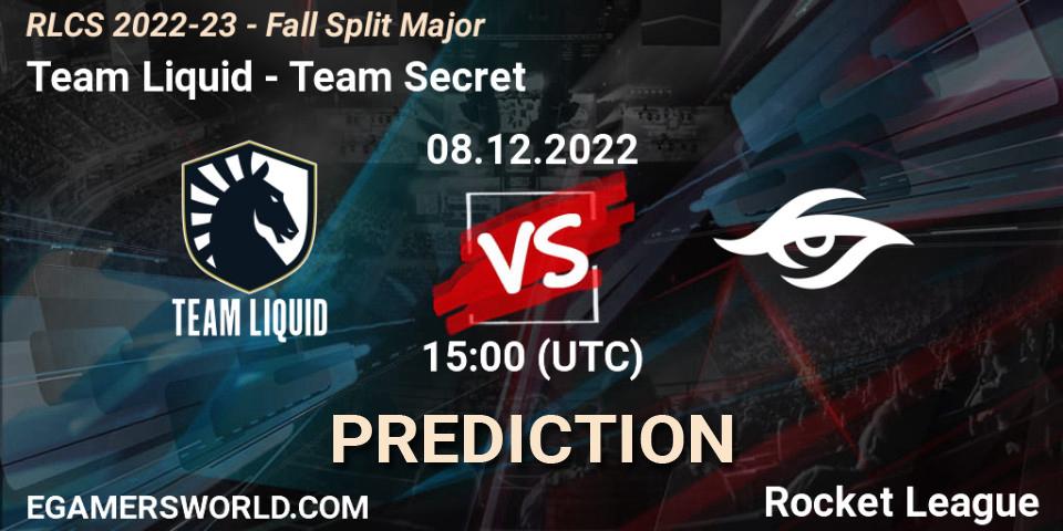 Team Liquid contre Team Secret : prédiction de match. 08.12.2022 at 14:15. Rocket League, RLCS 2022-23 - Fall Split Major
