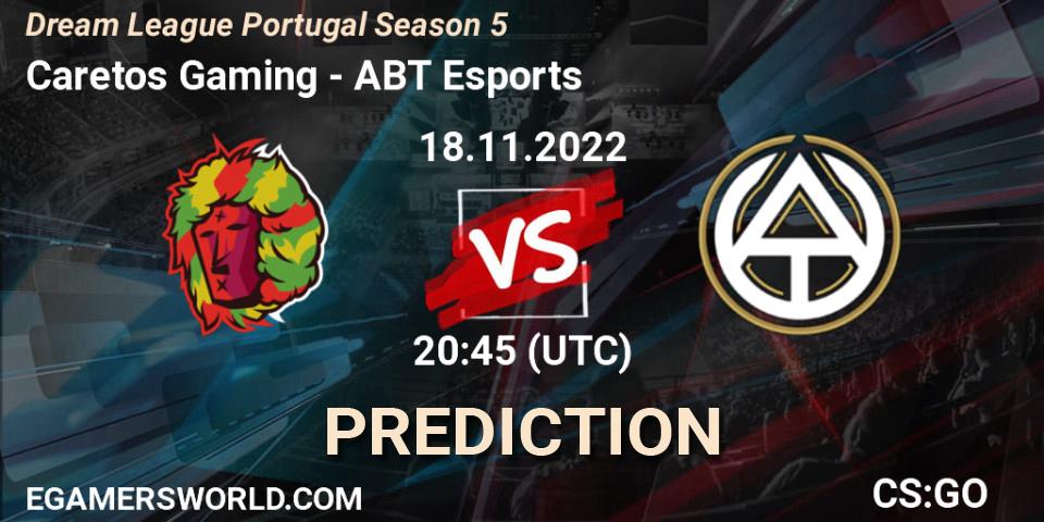 Caretos Gaming contre ABT Esports : prédiction de match. 18.11.2022 at 20:45. Counter-Strike (CS2), Dream League Portugal Season 5