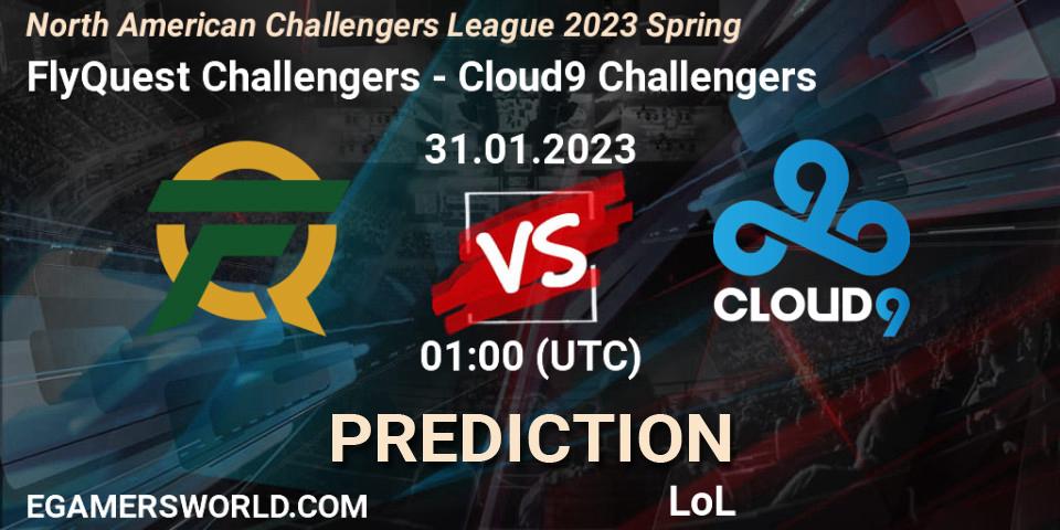 FlyQuest Challengers contre Cloud9 Challengers : prédiction de match. 31.01.23. LoL, NACL 2023 Spring - Group Stage