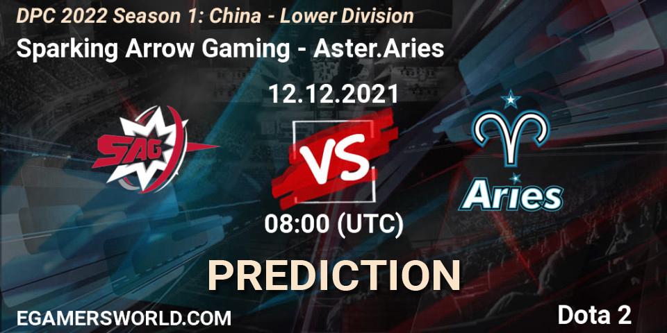 Sparking Arrow Gaming contre Aster.Aries : prédiction de match. 12.12.2021 at 07:55. Dota 2, DPC 2022 Season 1: China - Lower Division