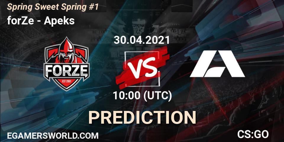 forZe contre Apeks : prédiction de match. 30.04.21. CS2 (CS:GO), Spring Sweet Spring #1
