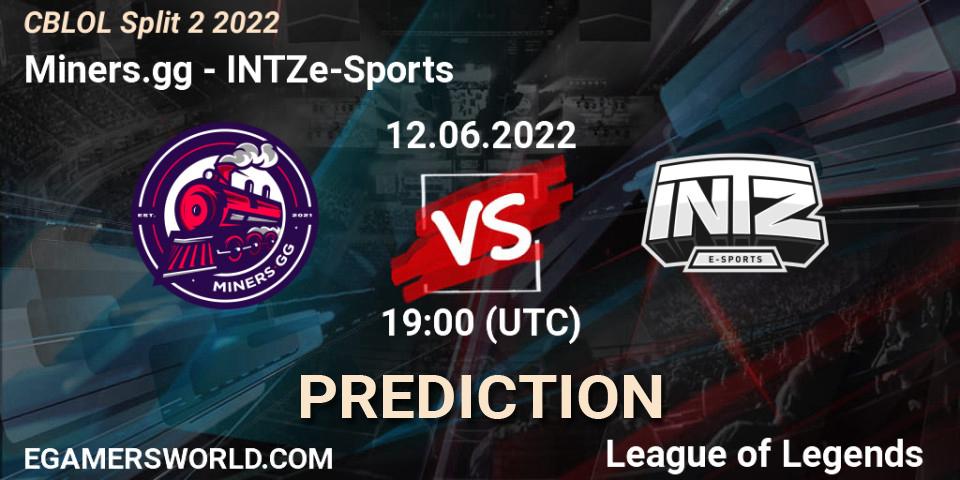 Miners.gg contre INTZ e-Sports : prédiction de match. 12.06.2022 at 19:15. LoL, CBLOL Split 2 2022