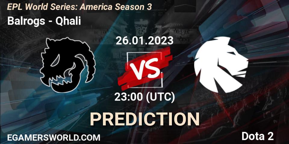 Balrogs contre Qhali : prédiction de match. 26.01.23. Dota 2, EPL World Series: America Season 3