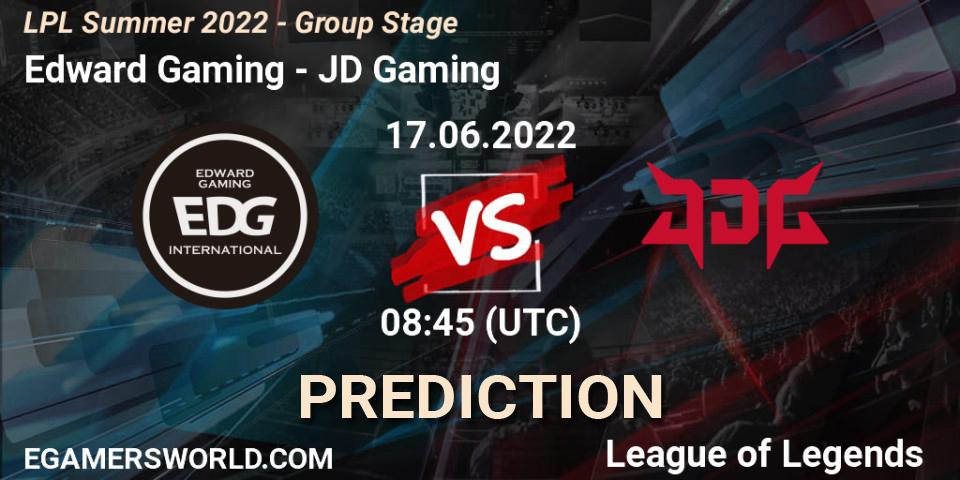 Edward Gaming contre JD Gaming : prédiction de match. 17.06.2022 at 09:00. LoL, LPL Summer 2022 - Group Stage