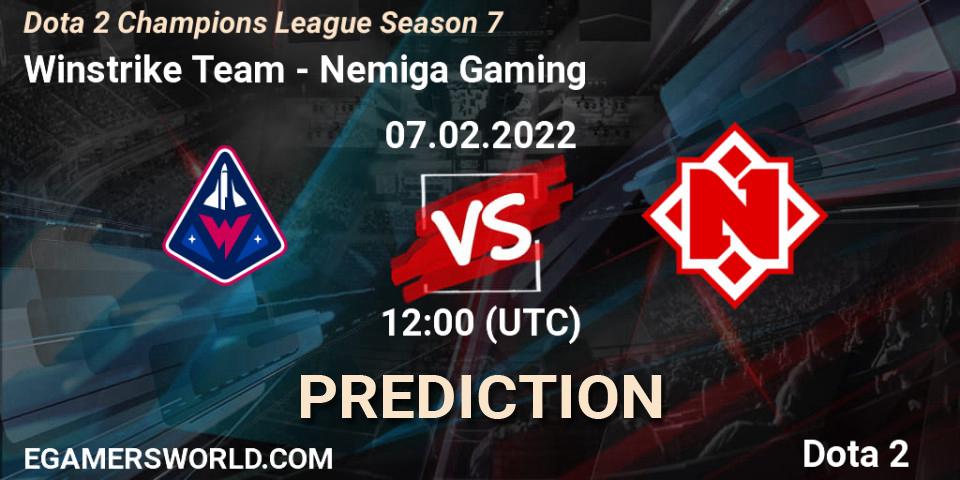 Winstrike Team contre Nemiga Gaming : prédiction de match. 07.02.2022 at 12:02. Dota 2, Dota 2 Champions League 2022 Season 7