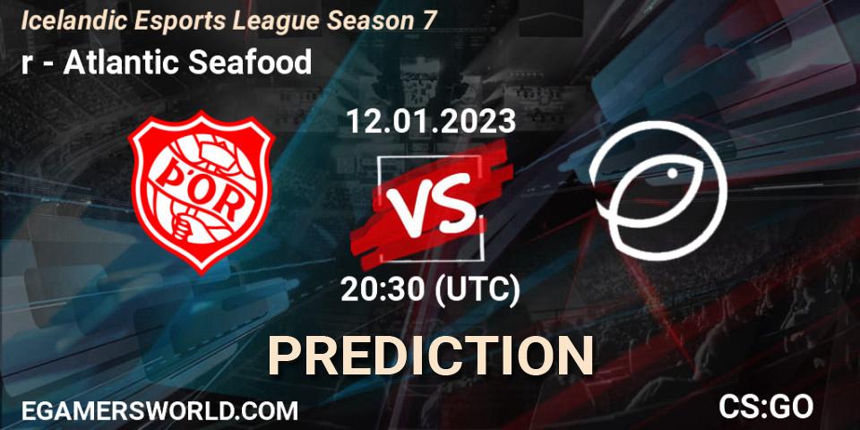 Þór contre Atlantic Seafood : prédiction de match. 12.01.2023 at 20:30. Counter-Strike (CS2), Icelandic Esports League Season 7