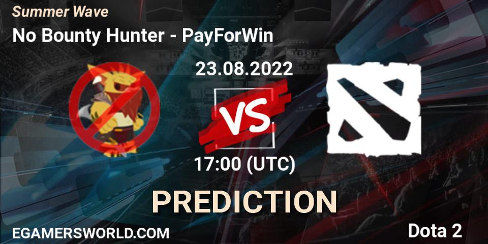 No Bounty Hunter contre PayForWin : prédiction de match. 23.08.2022 at 17:15. Dota 2, Summer Wave