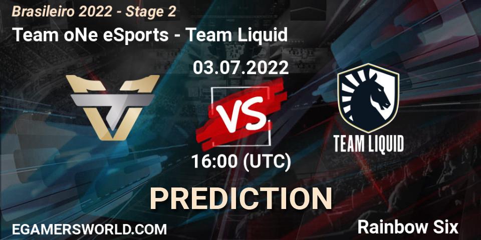 Team oNe eSports contre Team Liquid : prédiction de match. 03.07.2022 at 16:00. Rainbow Six, Brasileirão 2022 - Stage 2