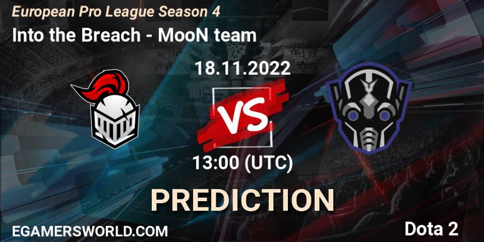 Into the Breach contre MooN team : prédiction de match. 18.11.2022 at 14:41. Dota 2, European Pro League Season 4