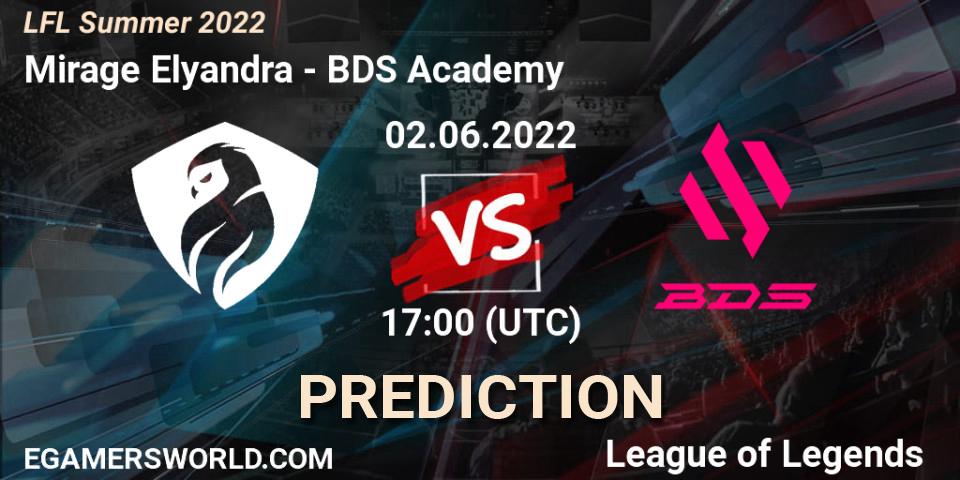 Mirage Elyandra contre BDS Academy : prédiction de match. 02.06.2022 at 17:00. LoL, LFL Summer 2022