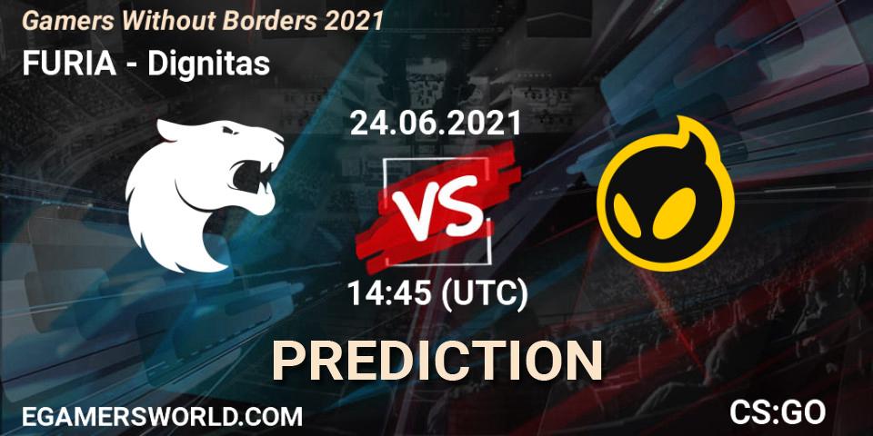 FURIA contre Dignitas : prédiction de match. 24.06.2021 at 14:45. Counter-Strike (CS2), Gamers Without Borders 2021