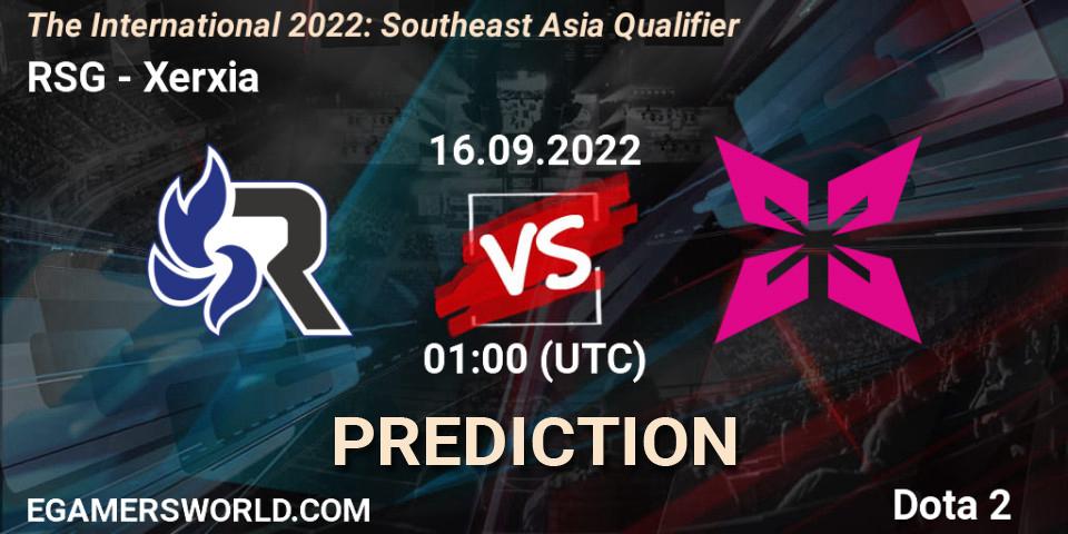 RSG contre Xerxia : prédiction de match. 16.09.2022 at 01:00. Dota 2, The International 2022: Southeast Asia Qualifier