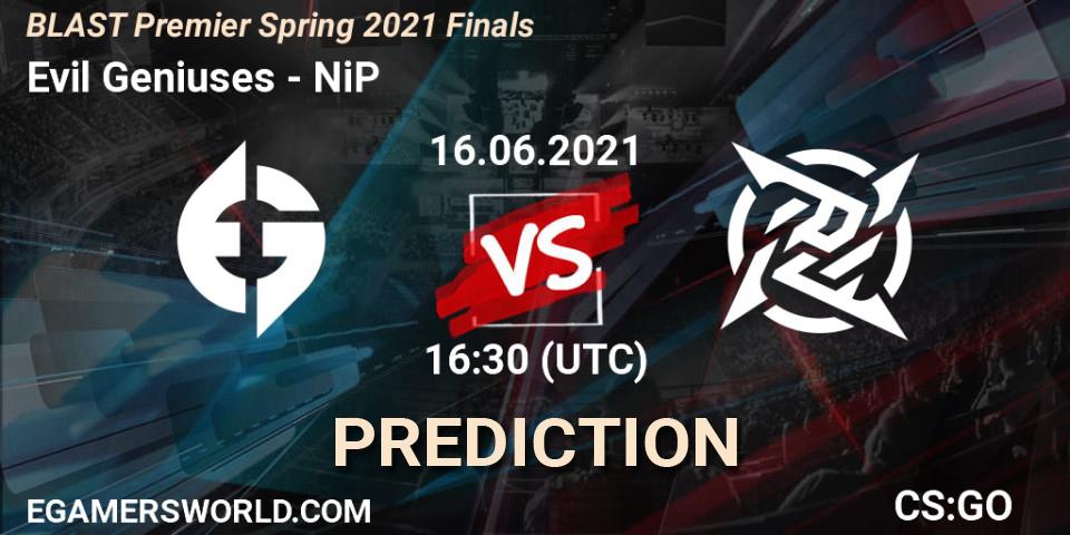 Evil Geniuses contre NiP : prédiction de match. 16.06.21. CS2 (CS:GO), BLAST Premier Spring 2021 Finals
