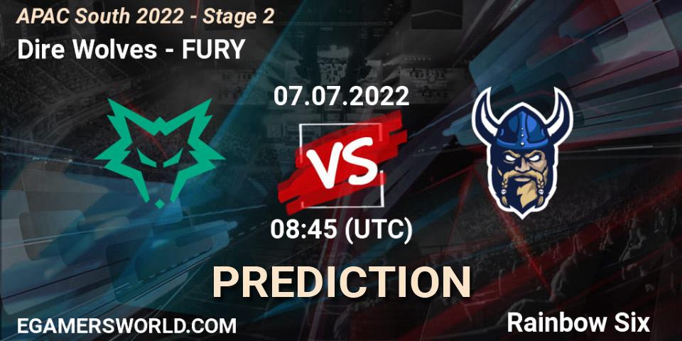 Dire Wolves contre FURY : prédiction de match. 07.07.2022 at 10:00. Rainbow Six, APAC South 2022 - Stage 2