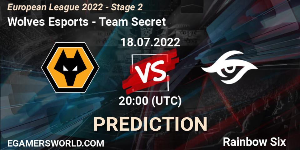 Wolves Esports contre Team Secret : prédiction de match. 18.07.2022 at 20:00. Rainbow Six, European League 2022 - Stage 2