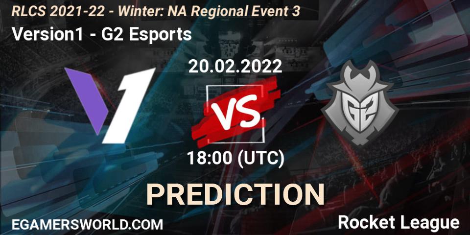 Version1 contre G2 Esports : prédiction de match. 20.02.2022 at 18:00. Rocket League, RLCS 2021-22 - Winter: NA Regional Event 3