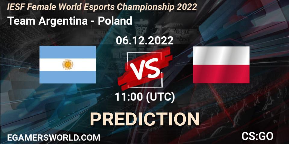 Team Argentina contre Poland : prédiction de match. 06.12.2022 at 11:00. Counter-Strike (CS2), IESF Female World Esports Championship 2022