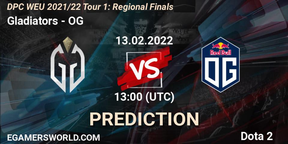 Gladiators contre OG : prédiction de match. 13.02.2022 at 12:55. Dota 2, DPC WEU 2021/22 Tour 1: Regional Finals
