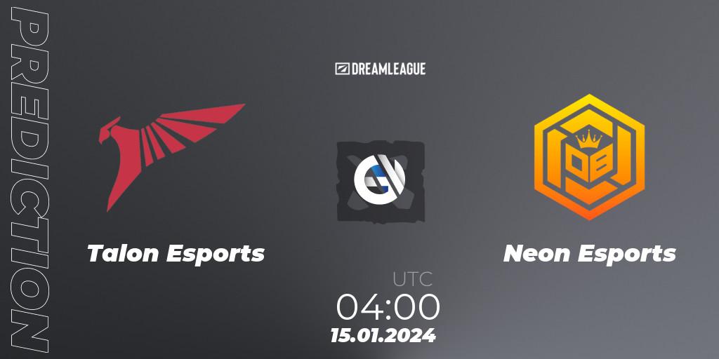 Talon Esports contre Neon Esports : prédiction de match. 15.01.24. Dota 2, DreamLeague Season 22: Southeast Asia Closed Qualifier