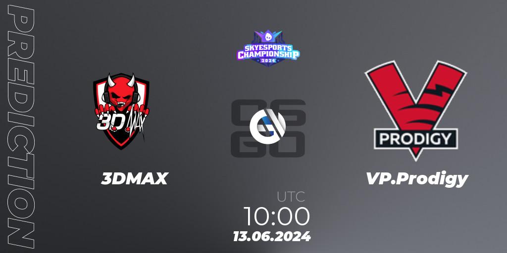 3DMAX contre VP.Prodigy : prédiction de match. 13.06.2024 at 10:00. Counter-Strike (CS2), Skyesports Championship 2024: European Qualifier